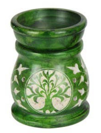 9cm Soapstone Oil Burner with Tree of Life Design