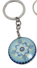 3.5cm Boho Glass Key Ring 6 Asstd