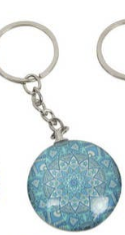 3.5cm Boho Glass Key Ring 6 Asstd