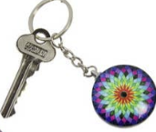 3.5cm Boho Glass Key Ring 6 Asstd