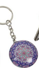 3.5cm Boho Glass Key Ring 6 Asstd