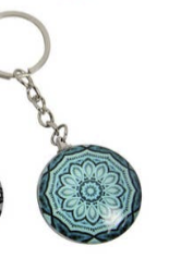 3.5cm Boho Glass Key Ring 6 Asstd