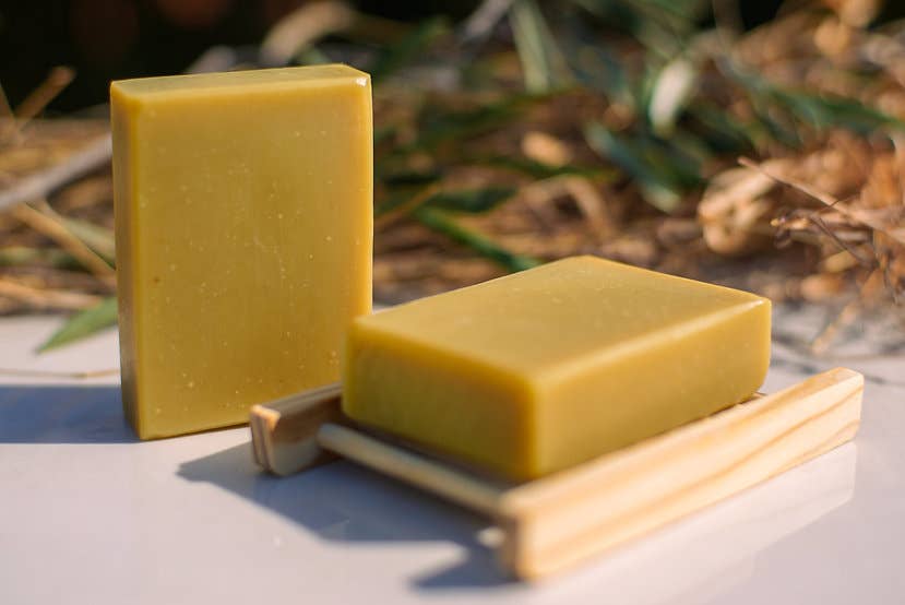 Brumby Sunrise Australian handmade goat milk soap with Australian kaolin clay, orange, grapefruit, patchouli and ylang ylang essential oils