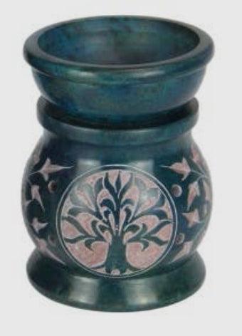 9cm Soapstone Oil Burner with Tree of Life Design 